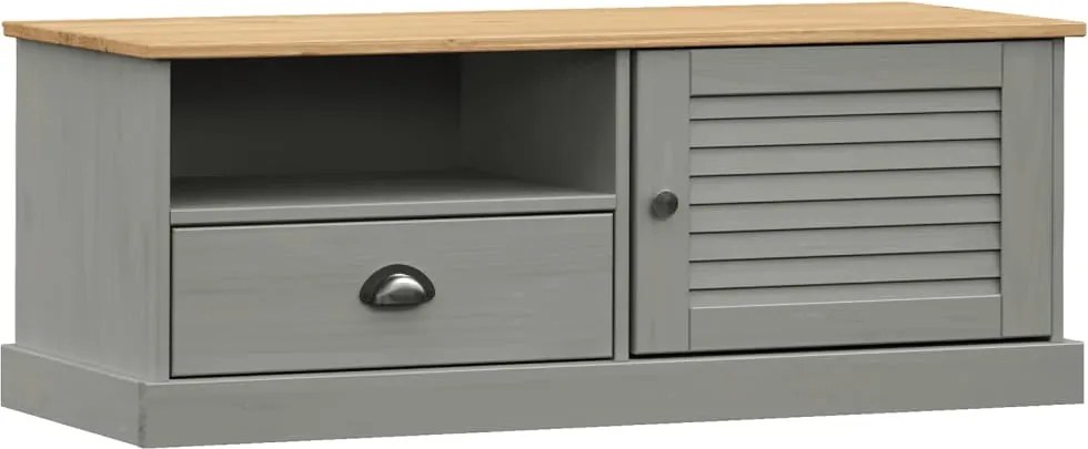 vidaXL Comodă TV VIGO, gri, 106x40x40 cm, lemn masiv de pin
