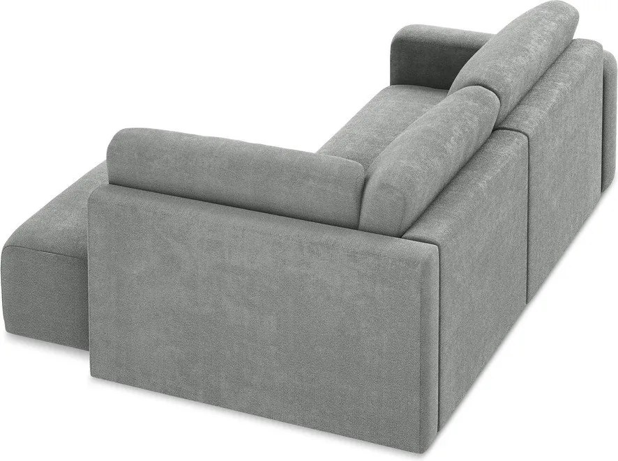 Colțar gri extensibil/cu spațiu de depozitare cu tapițerie din chenille (cu colț pe partea dreaptă/în formă de ”L”) Kona – Makamii