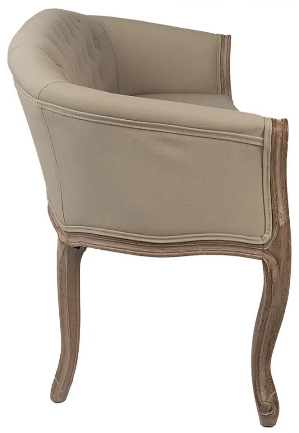 Banchetă shabby chic 2 locuri, cu spătar, bej, stofa, 104x55x70 cm