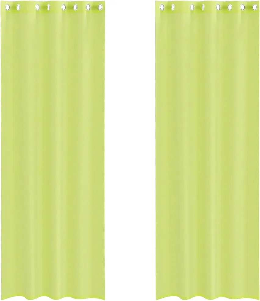 vidaXL Perdele Voile cu Oeje 2 buc Verde măr 140x300 cm