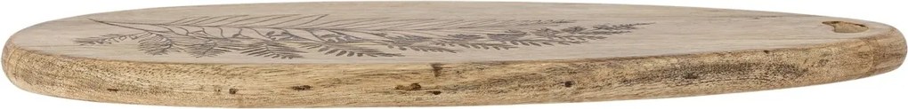 Platou de servire oval din lemn de mango, cu model gravat, natur , 40x21,5x2 cm, „Moya"