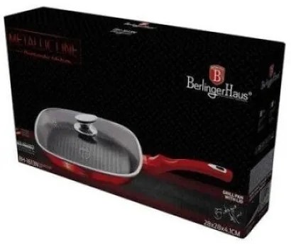 RESIGILAT - Tigaie grill cu capac 28 cm Berlinger Haus Burgundy Metalic Line BH 1613N
