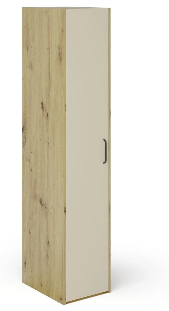 Dulap Malmo, 1 Usa, cu polite, Stejar Artisan/Argila, 42 x 52 x 200 cm