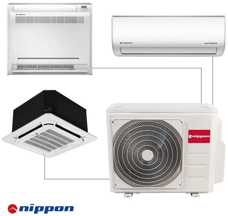 Unitate exterioara pentru sistem multi-split Nippon N30E-21HFN8-Q, 21000 BTU, 44 m², A++/A+, Pana la 3 unitati interioare, R-32, Alb