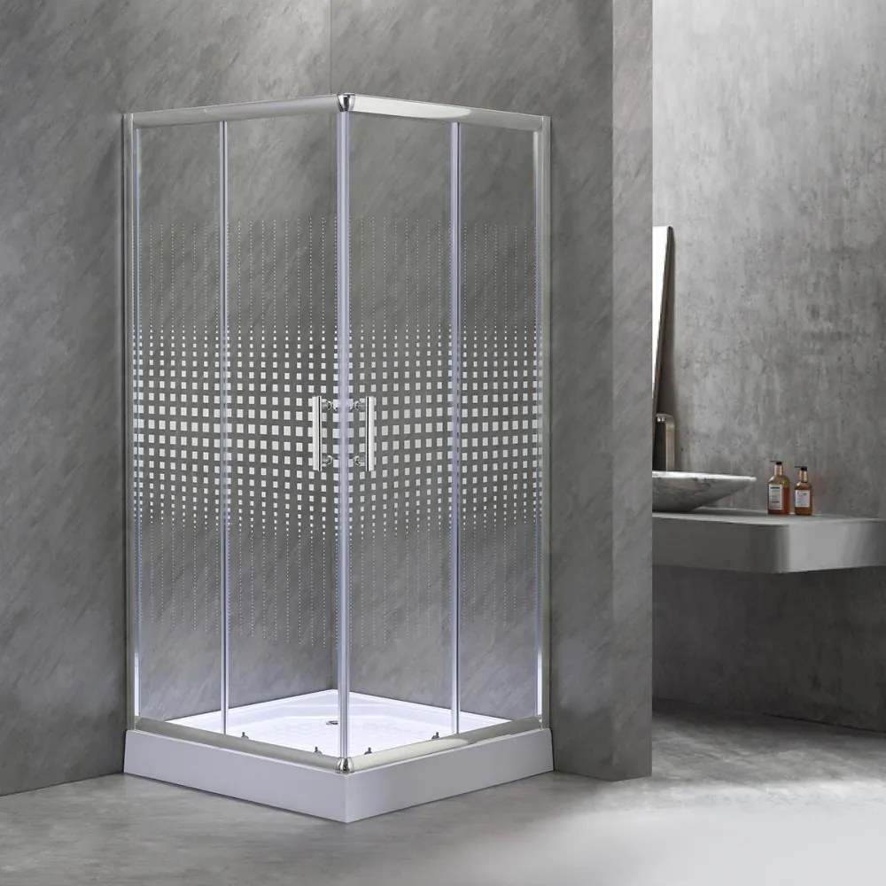 Cabină de duș pătrată Spirit Matrix 80x80 cm cu cădiță de duș acrilică armată
