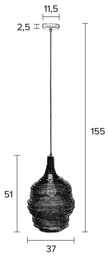 Lustră White Label Lena, ø 37 cm, negru