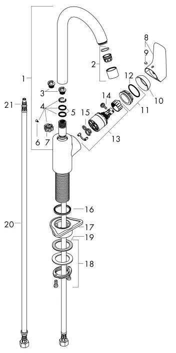 Baterie de bucatarie cu monocomanda, Hansgrohe, Logis M31 260, crom