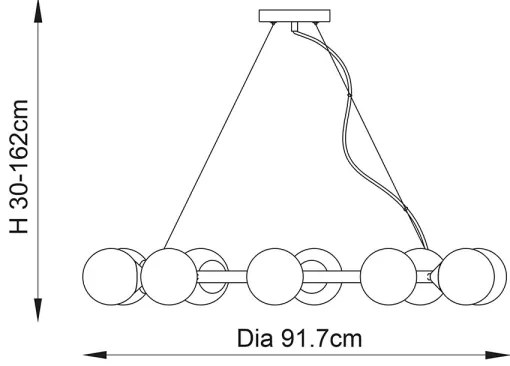 Endon 106008 - Lustră suspendată pe cablu OTIS, 10x G9/3W/230V, auriu/alb