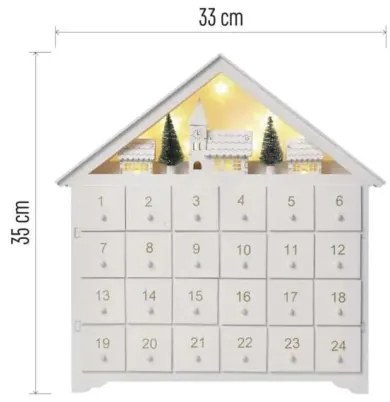 Calendar LED de Advent 8xLED/2xAA alb