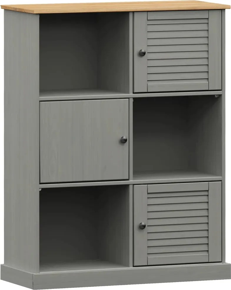 vidaXL Bibliotecă VIGO, gri, 90x35x114,5 cm, lemn masiv de pin