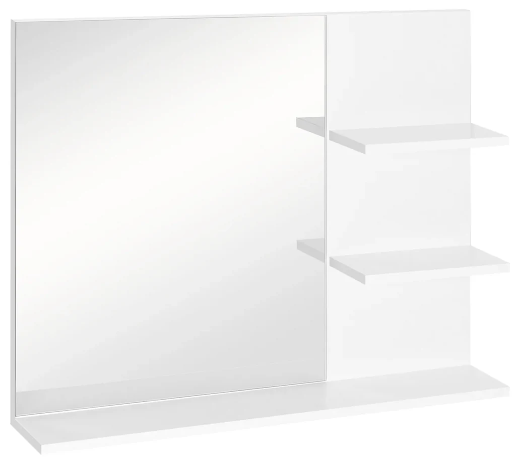 kleankin Dulap Oglindă Baie cu 3 Rafturi Spațiu Depozitare MDF Alb 60x10x48cm | Aosom Romania