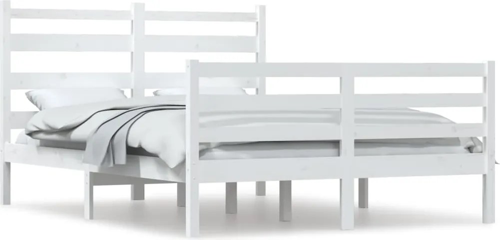 vidaXL Cadru de pat, 120x200 cm, lemn masiv de pin, alb