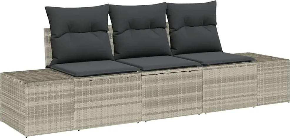 vidaXL Set de canapea cu pernă 3 pcs Gri deschis poliratan