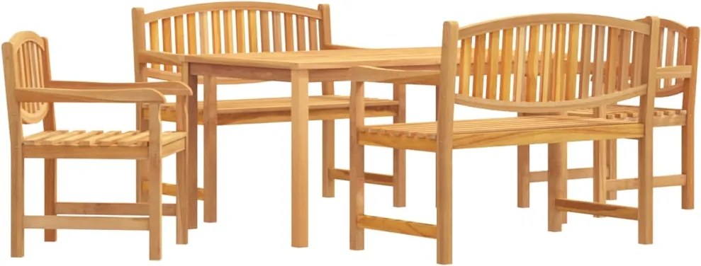 vidaXL Set masă pentru grădină, lemn masiv de tec, 5 piese