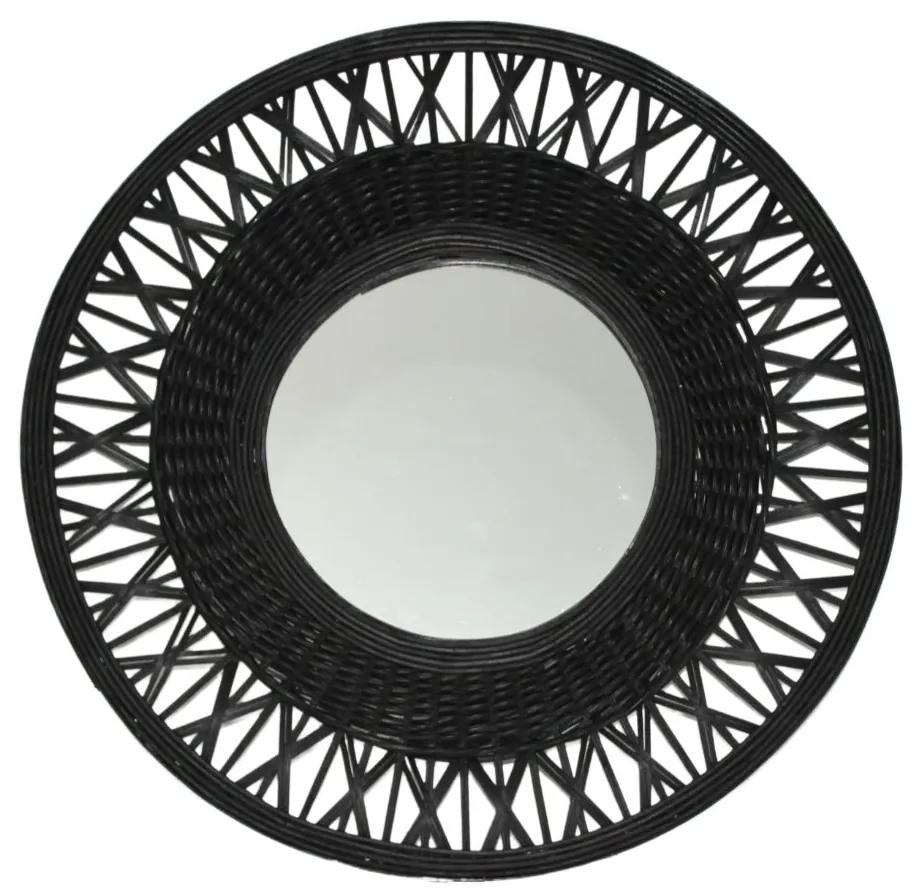 Oglindă cadru bambus rotund negru 56cm