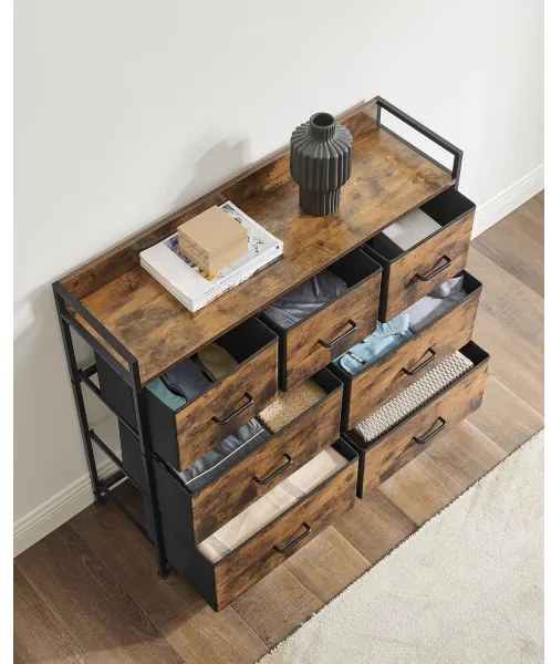 Comodă cu sertare KIRA, maro/negru