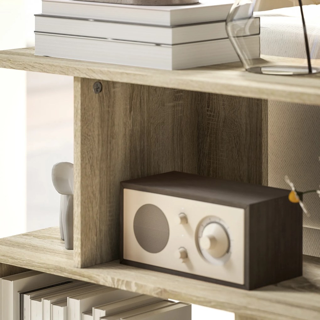 HOMCOM Măsuță de cafea modernă în formă de S cu 4 rafturi 90x30x61 cm Lemn | Aosom Romania