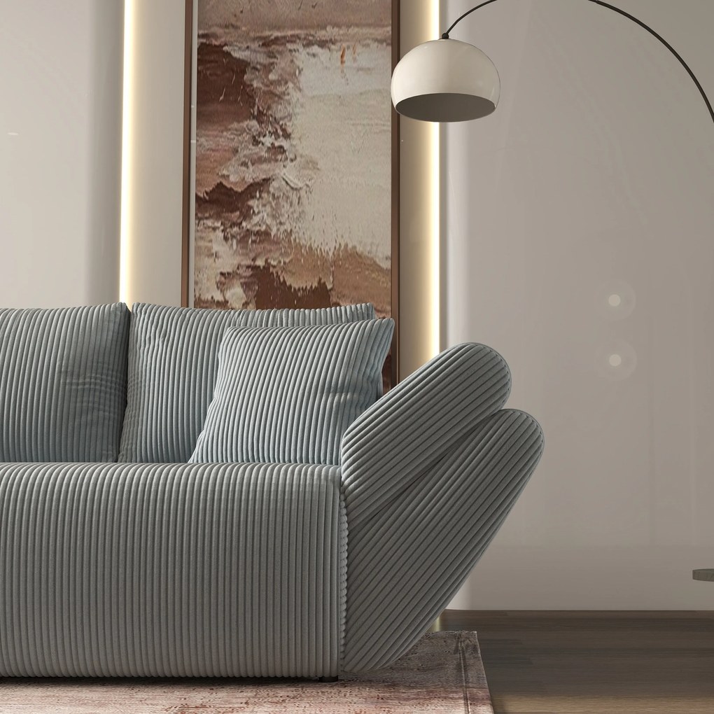 Canapea extensibilă dumonde cu ladă de depozitare si sezut confortabil din spuma high-density, Berlin Zoom Gri 300x100 cm