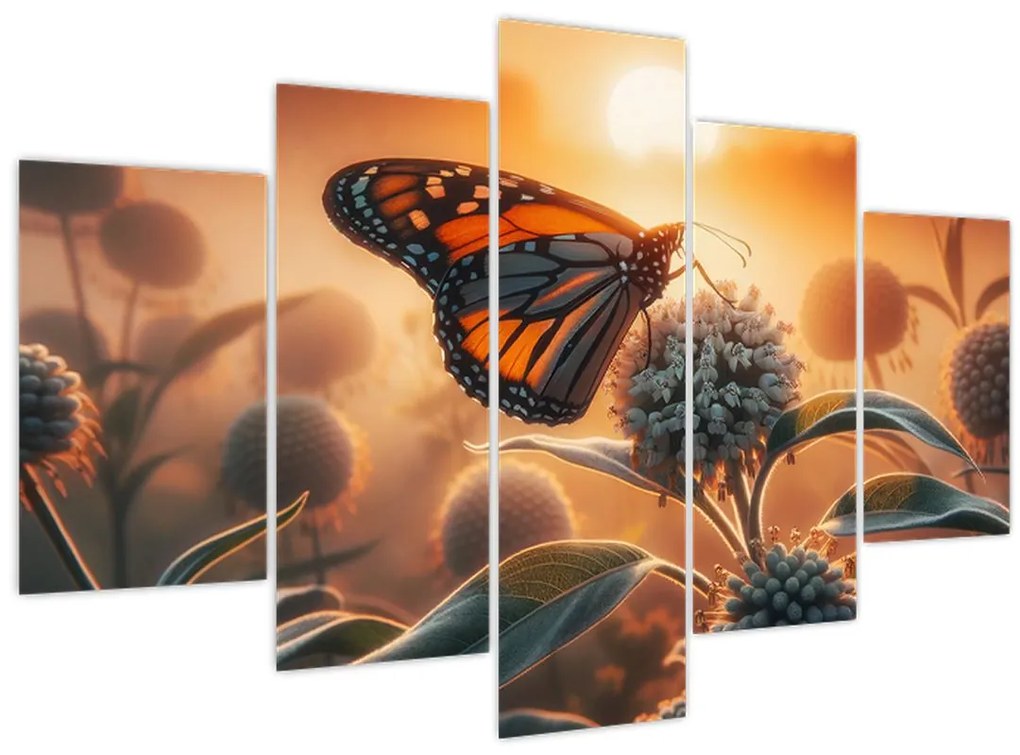 Tablou – Fluture în soare apunând (150x105 cm)