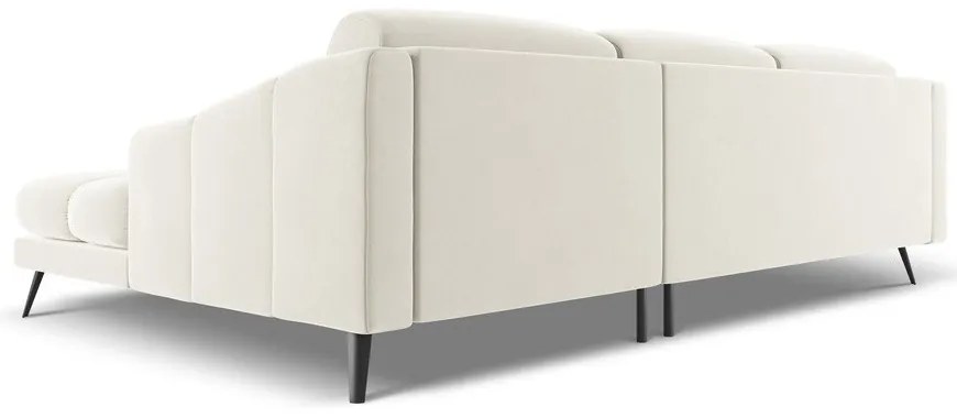 Colțar crem cu tapițerie din catifea (cu colț pe partea dreaptă) Nalu – Makamii