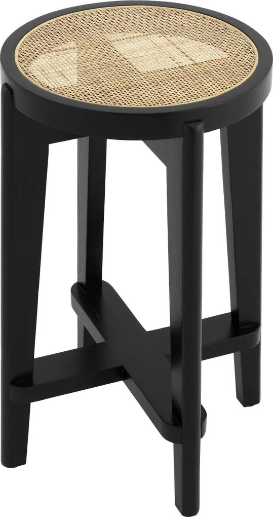 Scaun de bar din lemn finisaj negru design modern Dareau, H-67cm 114382 HZ