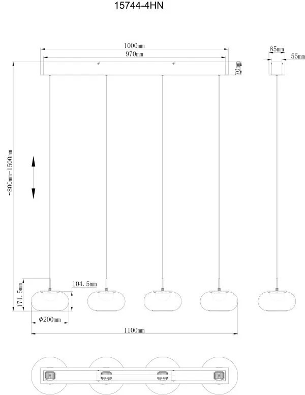 Lustra suspendata cu 4 pendule LED QUINTARA