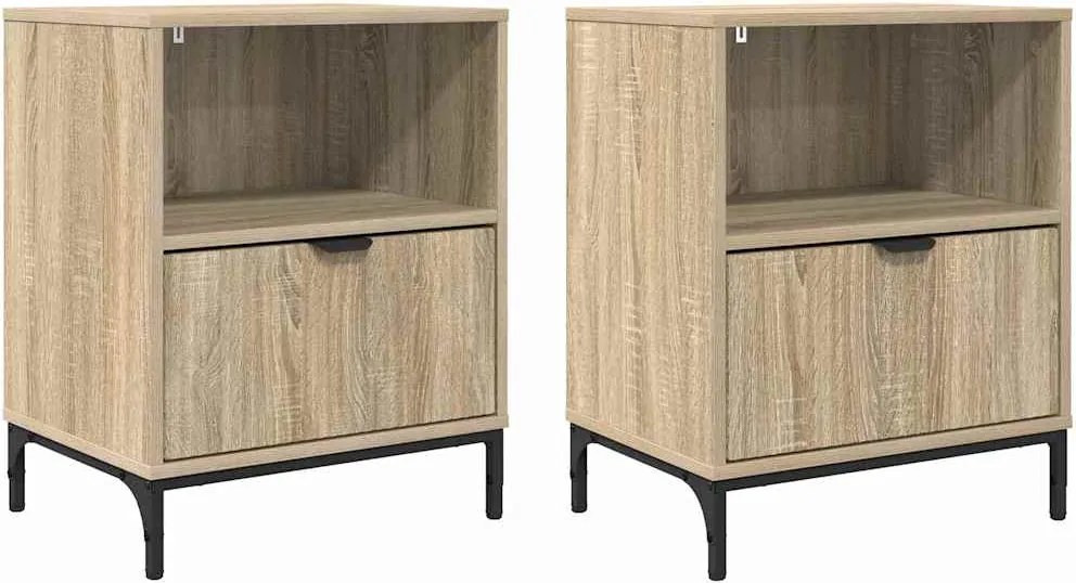 vidaXL Dulap de noapte cu sertar 2 pcs Stejar sonoma 49 x 36 x 61 cm