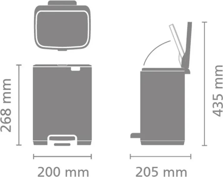 Cos de gunoi Brabantia Bo Pedal 1010136, 4 l, Inchidere usoara, Baza antiderapanta, Negru
