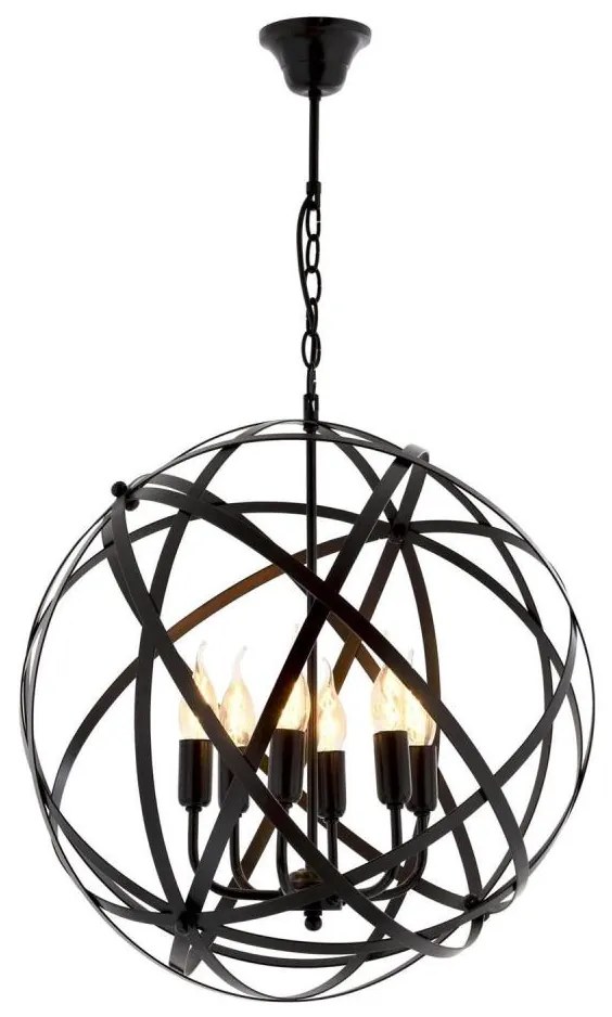 Candelabru cu lanț IRONBALL 6xE27/40W/230V negru