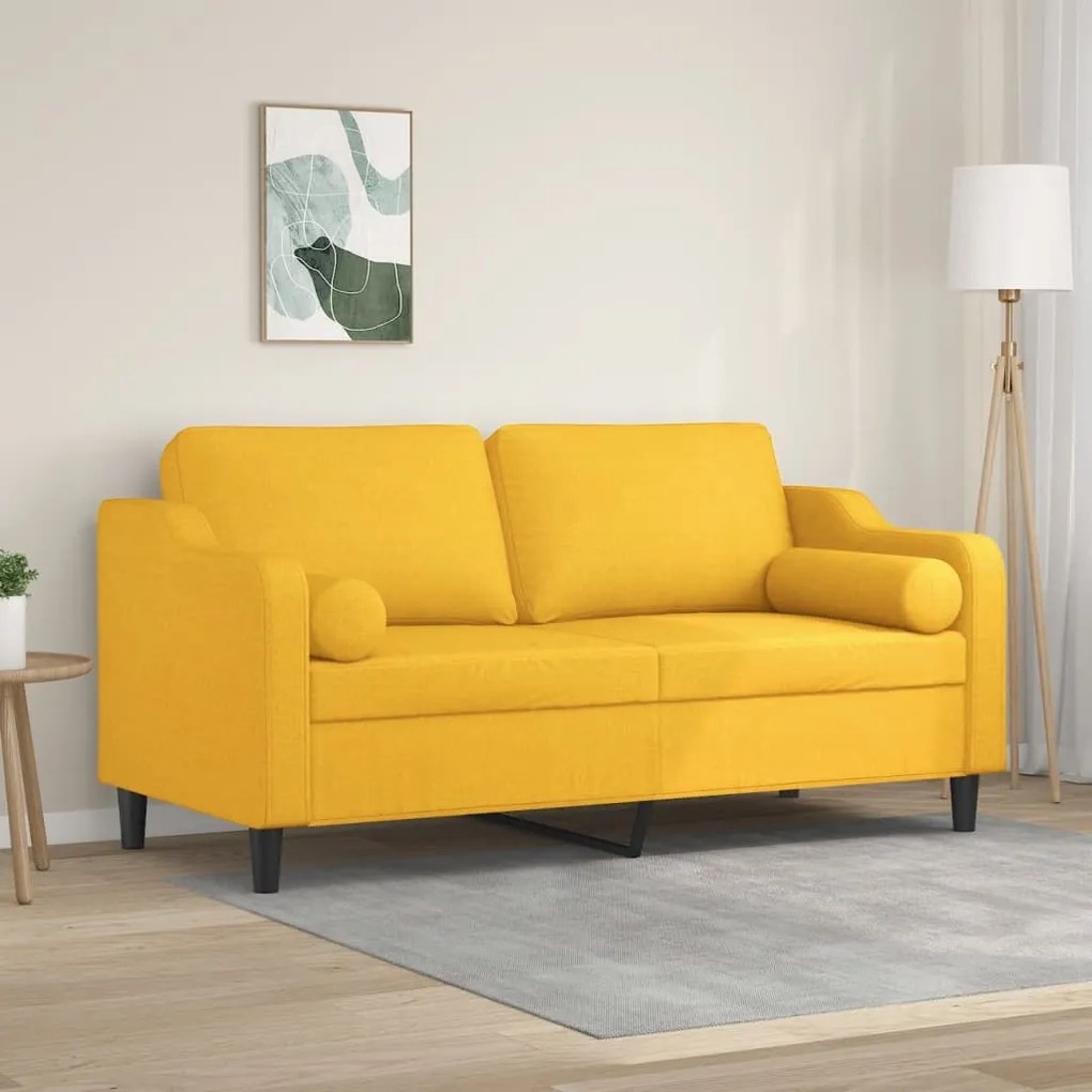 3153028 vidaXL Canapea 2 locuri cu perne&pernuțe galben deschis 140 cm textil