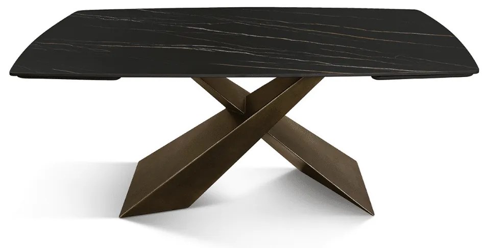 MIRABELLE-MASA BLAT ROTUNJIT CERAMICA NEGRU CU AURIU MAT EXTENSIBILA -PICIOR METALIC BRONZ 160 cm/ 90 cm