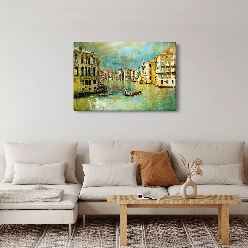 Tablou - Canalul de la Veneția și gondole (90x60 cm)