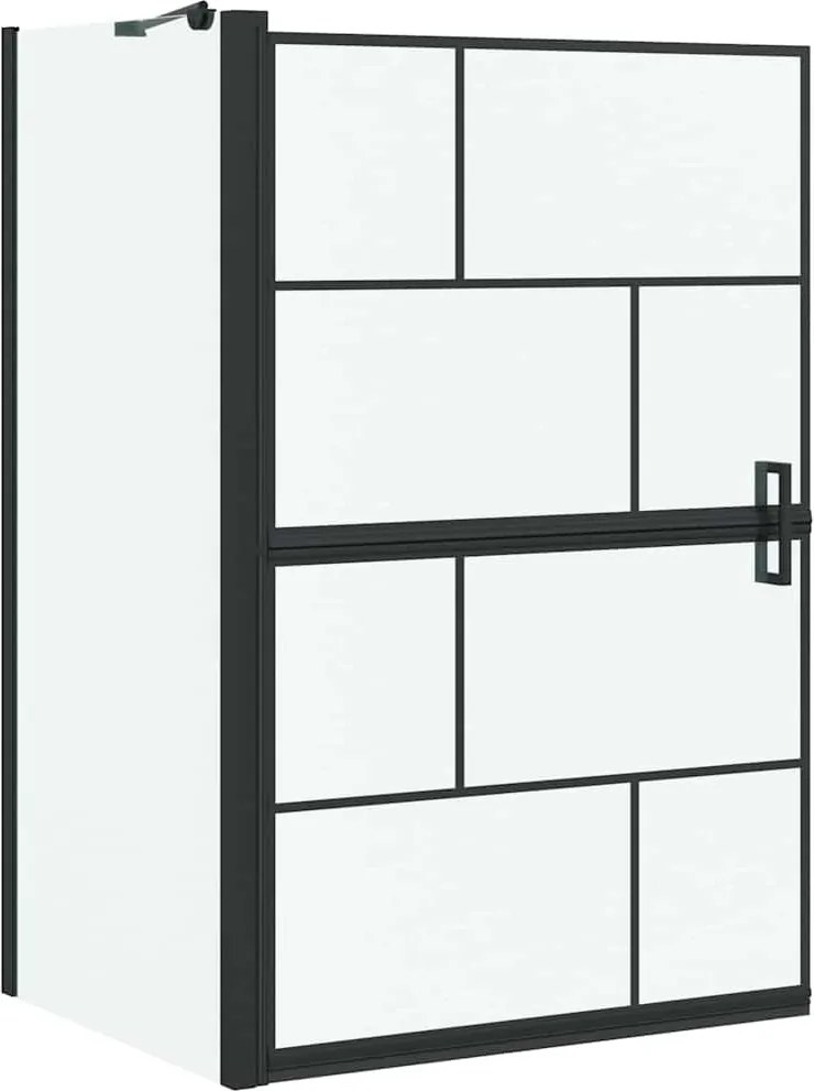 vidaXL Ecran de baie pentru duș Negru și transparent 116 x 68 x 128 cm