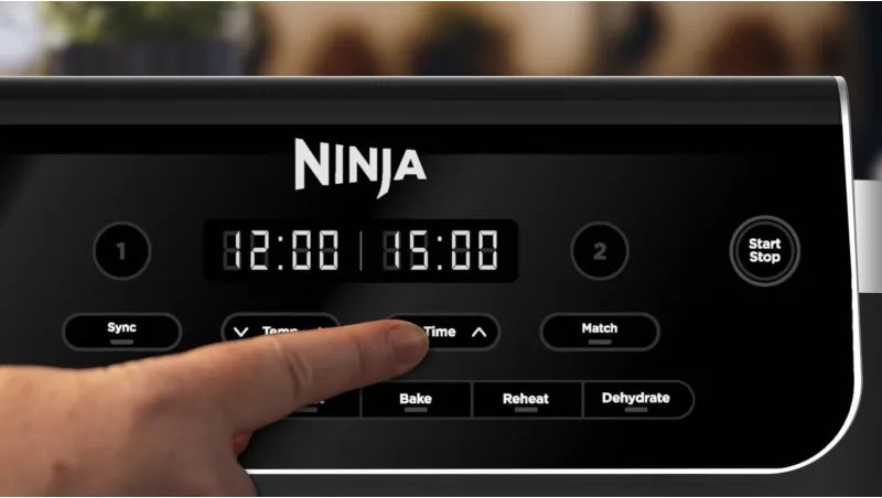 Friteuza cu aer cald Ninja Foodi Dual Zone DZ801EU, 2470 W, Zone de gatit independente, 7,6 l, 6 programe, 40-240°C, Max Crisp, Sync, Gri/Inox