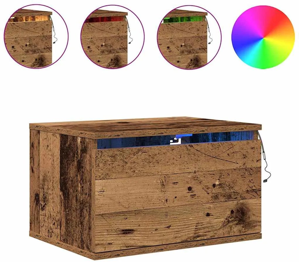 vidaXL Noptieră suspendată Lemn vechi 50 x 36 x 30 cm Lemn compozit