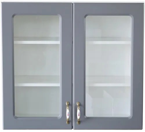 Corp superior vitrina 80 cu 2 usi Zebra MDF gri