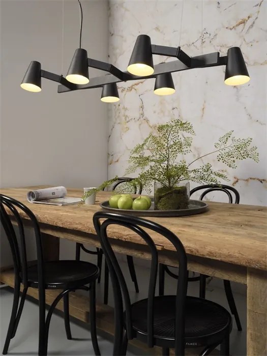 Lustra moderna cu 6 brate si abajururi reglabile Biarritz matt black