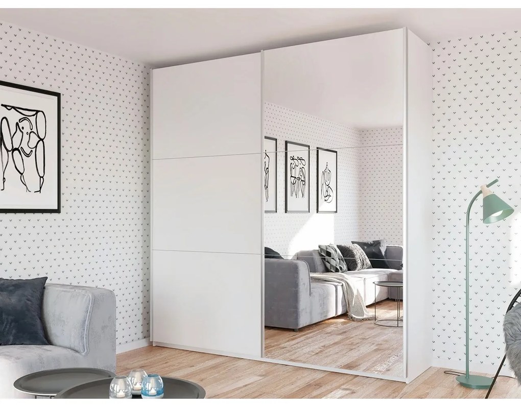 Dulap cu uși glisante 225 Portobello (Alb). 1070497