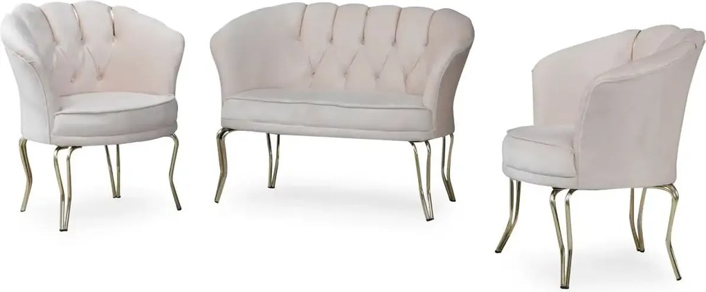 Fotoliu VIiena, scaun,bej-auriu, picioare  metal auriu, Homs