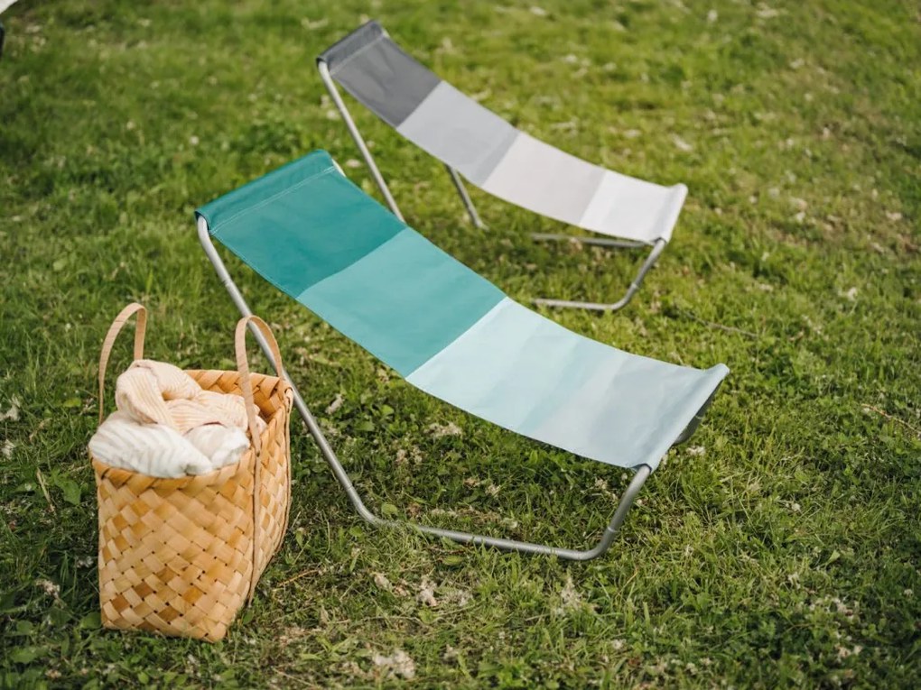 Set de 2 sezlonguri pliante pentru plaja SAND, dungi verzi