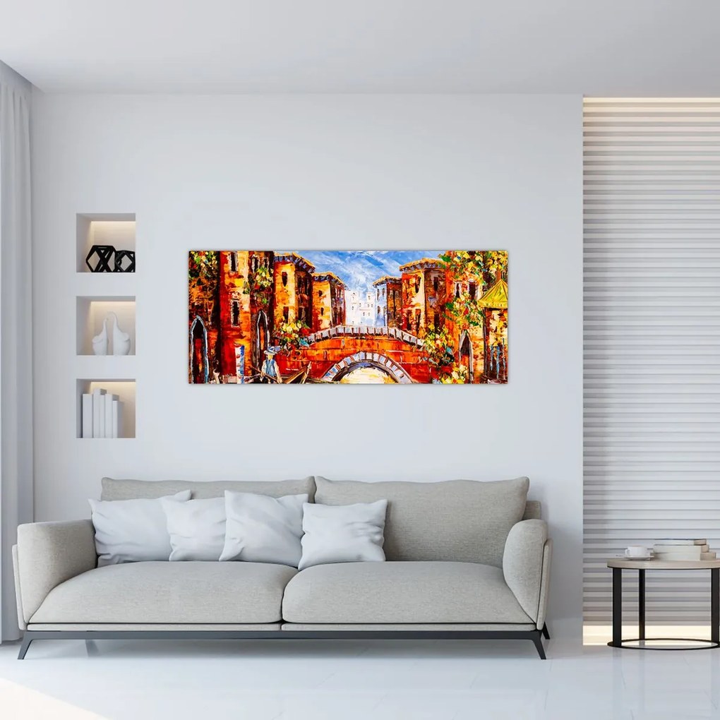 Tablou - Pictură în ulei a orașului III. (120x50 cm)