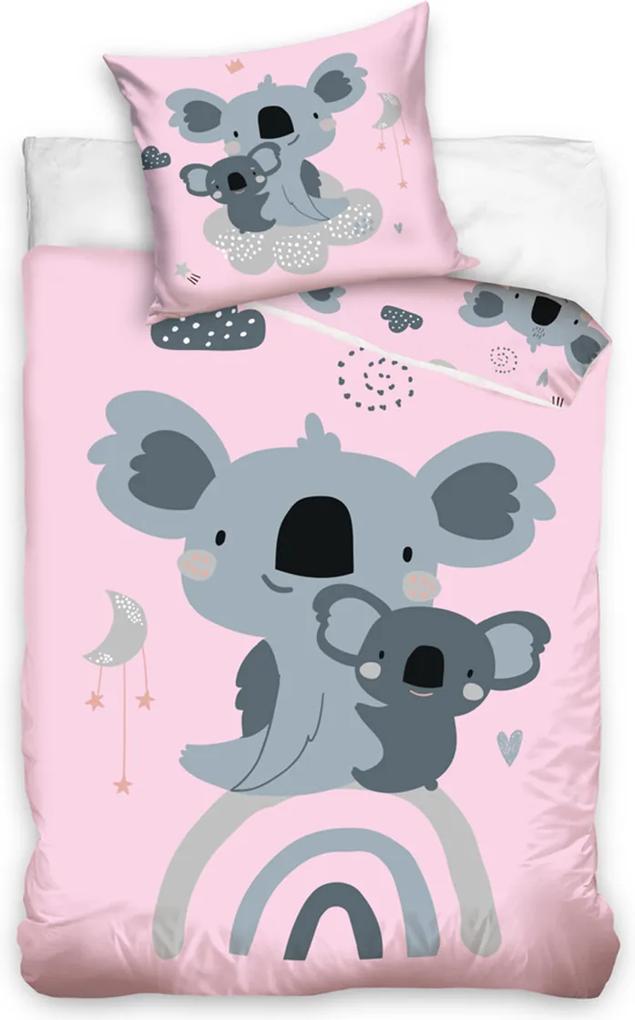 Lenjerie de pat pentru copii Koala roz 140x200 cm