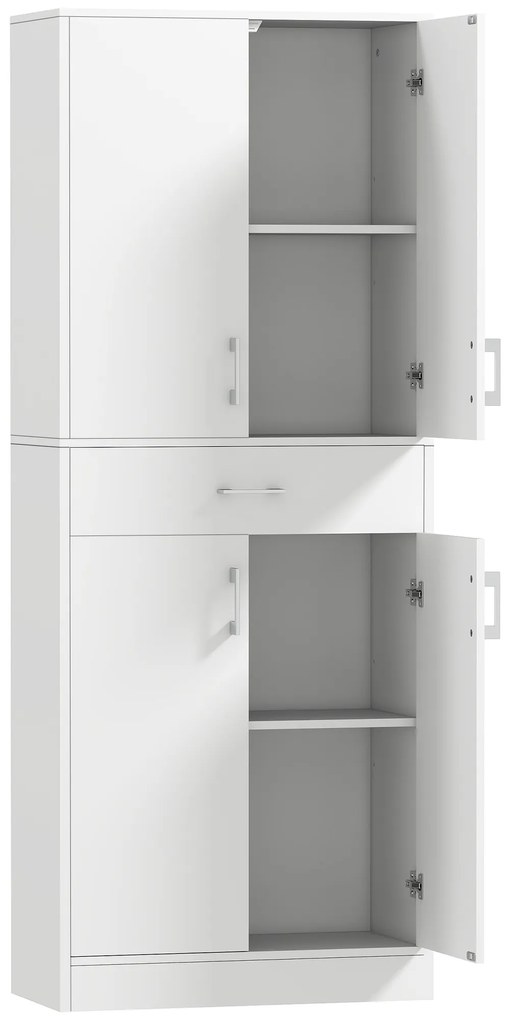 HOMCOM Bufet de Bucătărie cu 2 Corpuri, Sertar și Rafturi Reglabile Alb | Aosom Romania