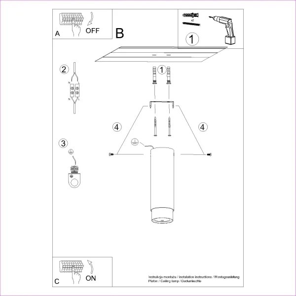 Spot Sollux SL.1411 NERO 1xGU10/10W/230V 22,5 cm negru/auriu