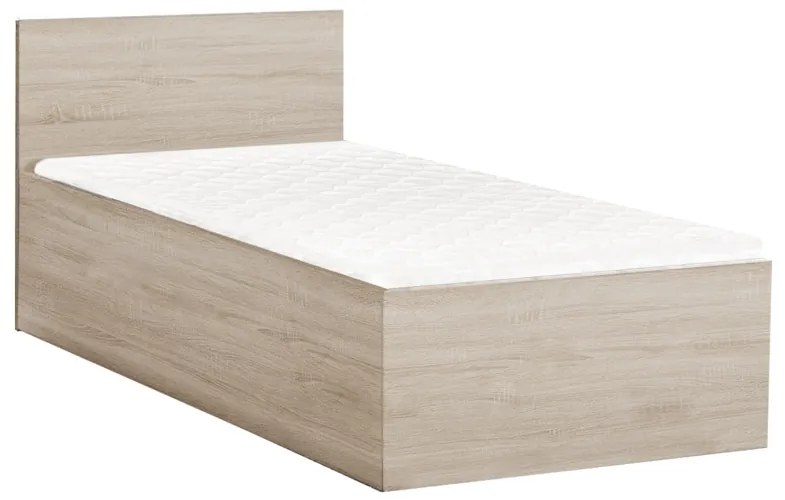 Pat de o persoana stejar sonoma, SOFIA 90 x 200 cm Saltele: Cu saltele Deluxe 10 cm, Somiera pat: Cu lamele curbate