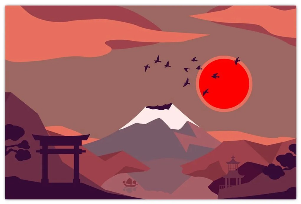Tablou - Ilustrație a Muntelui Fuji (90x60 cm)