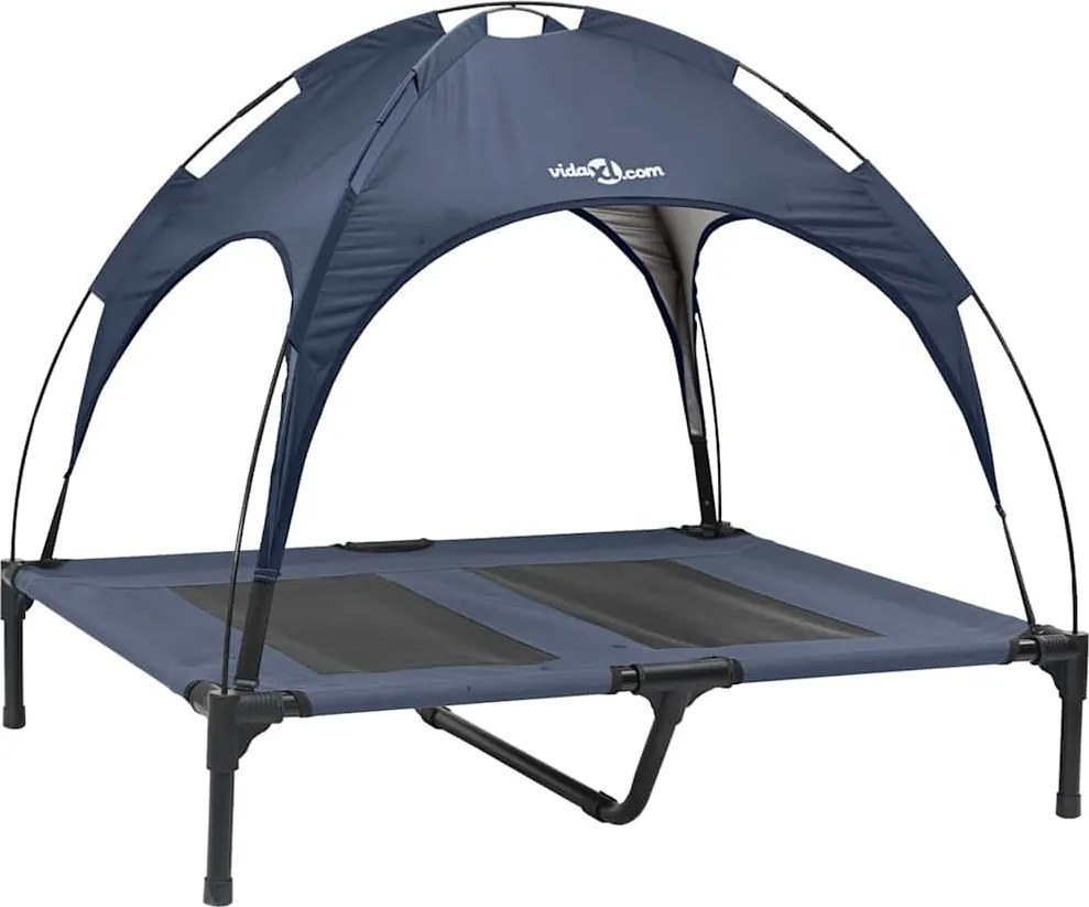 vidaXL Pat pentru câini Manual Albastru marin 92 x 77 x 82,5 cm Oțel