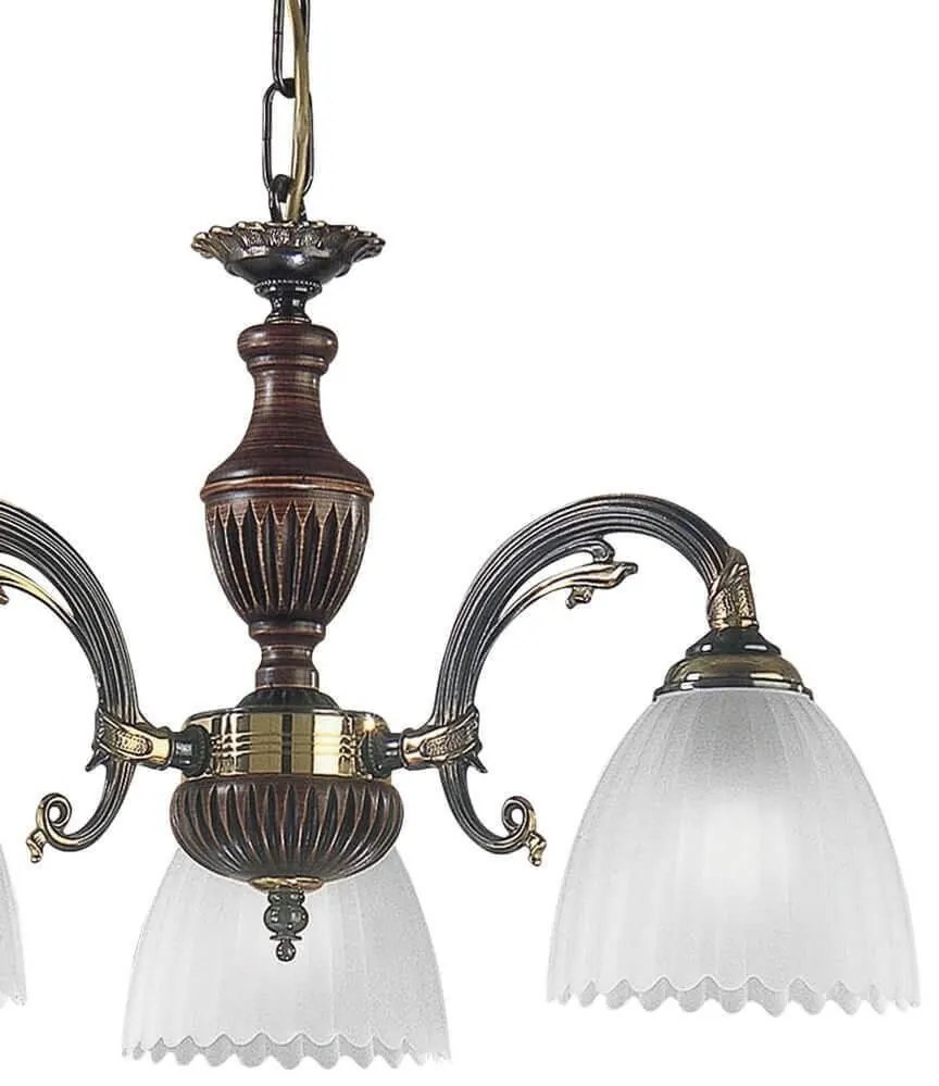 Candelabru 3 brate design italian din alama cu lemn 3510