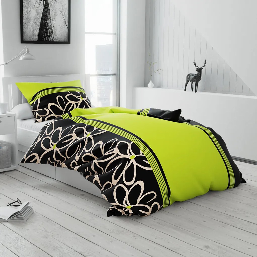 Lenjerie de pat din bumbac BELLA BLEND verde Dimensiune lenjerie de pat: 70 x 90 cm | 140 x 200 cm