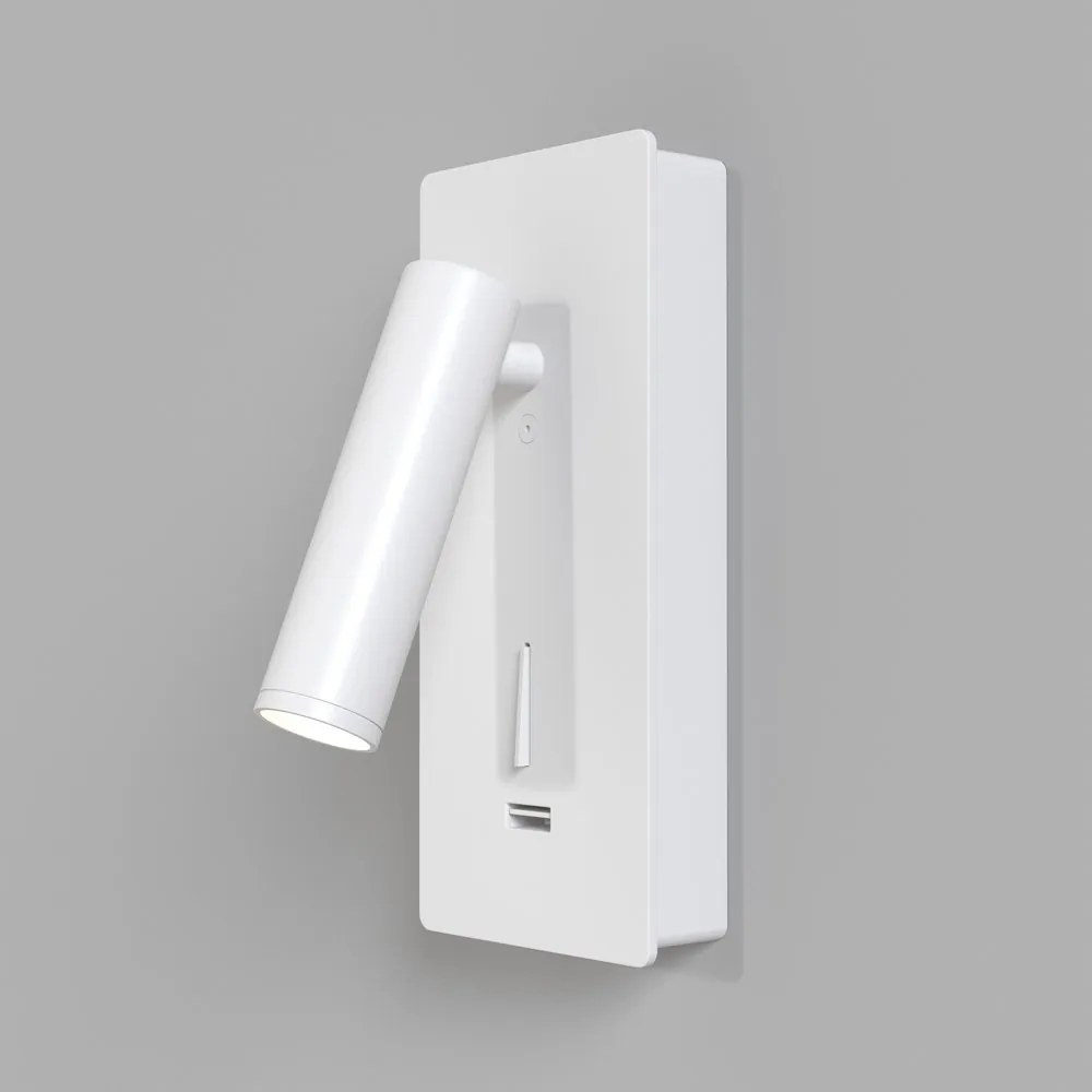 Aplica de perete cu spot LED directionabil si port USB Mirax alb